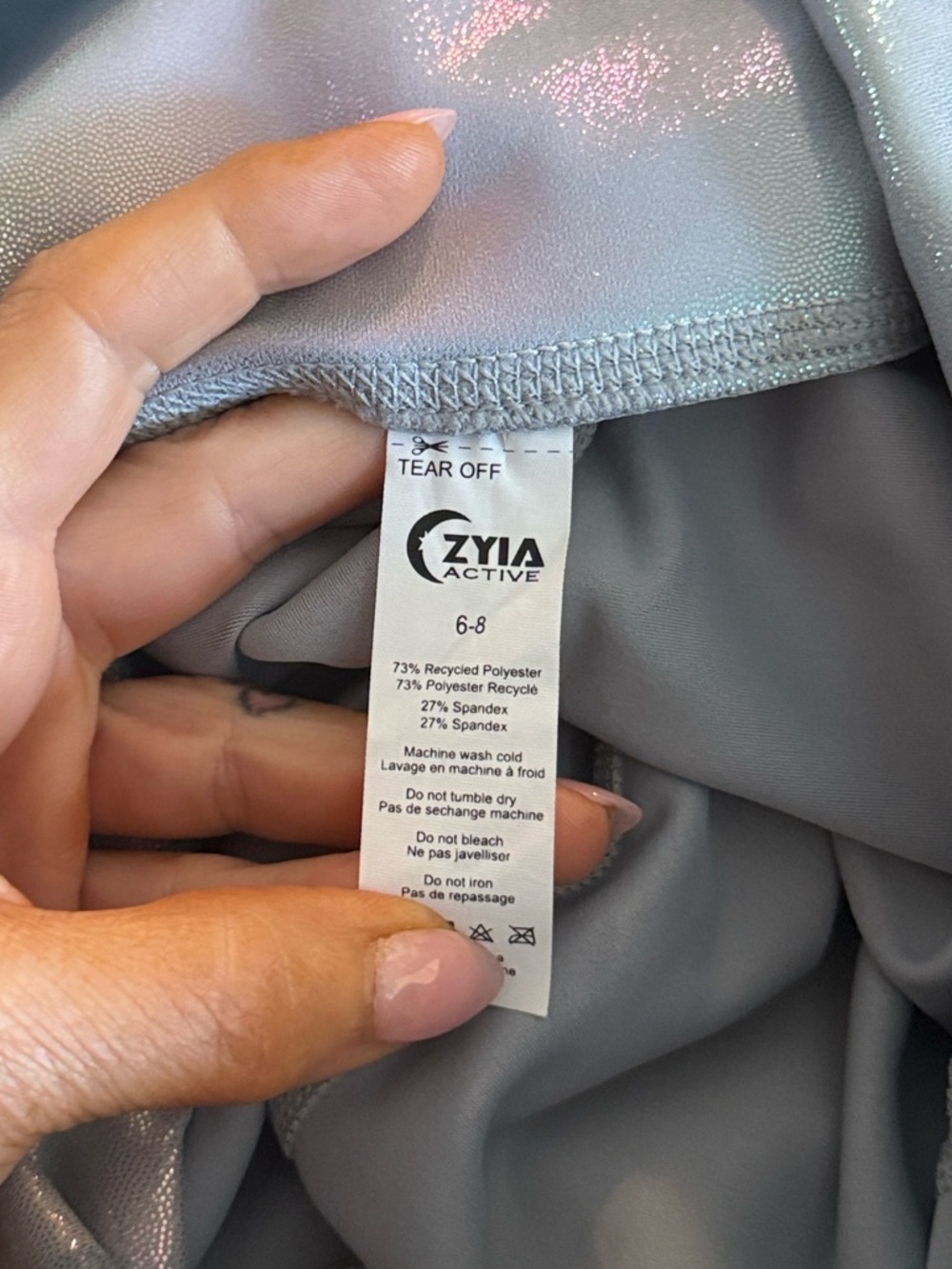 ZYIA Active Like New Leggings in Metallic Iridescent Size 6/8 Medium - Picture 4 of 4